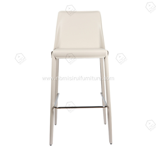Pure white saddle leather stainless morden bar stool